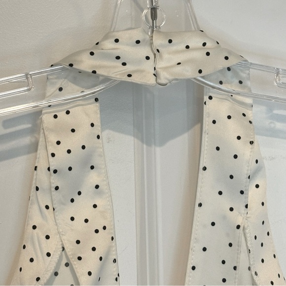 NWT Zara Ivory Black Polka Dot Halter Ruched Drape Mini Dress S - Picture 7 of 12